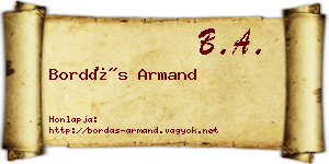 Bordás Armand névjegykártya